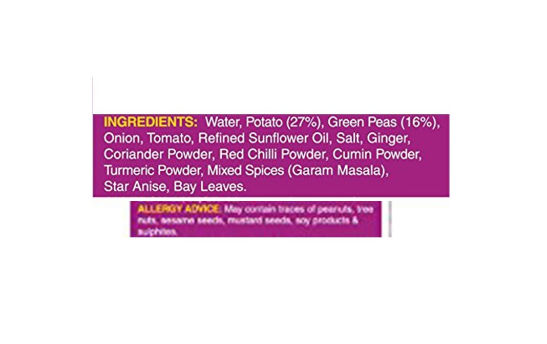 Fazlani Foods Aloo Mutter Potato & Peas Curry   Pouch  250 grams